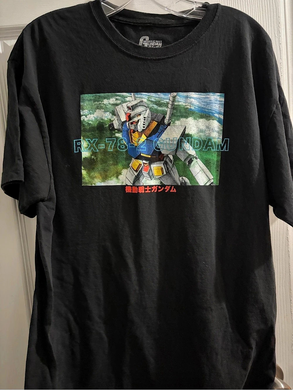 Mobile Suit Gundam RX-78-2 Gundam Graphic T-Shirt Graphic Tee Black & Blue Large